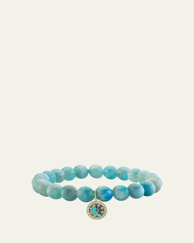 Aquamarine Bead Bracelet with Kaleidoscope Charm